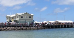 Crowds line the Pier