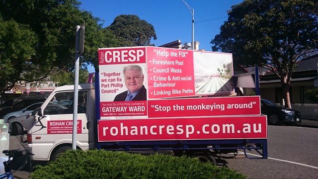 Rohan Cresp used old school methods, mounting billboards on the back of a truck